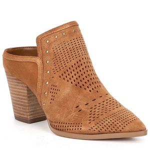 Gibson & Latimer Perforated Suede Block Heel Mule